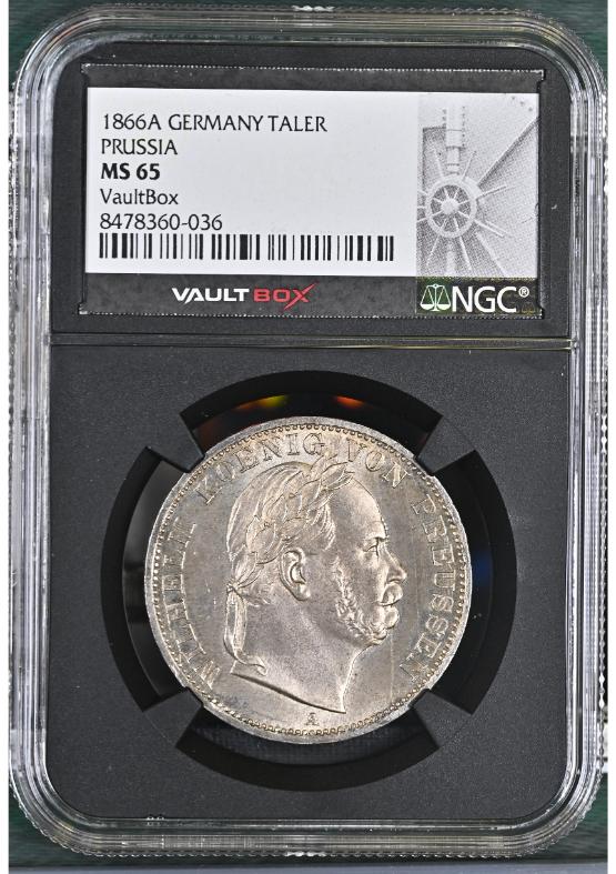 1866A GERMANY TALER PRUSSIA NGC MS65 FRONT