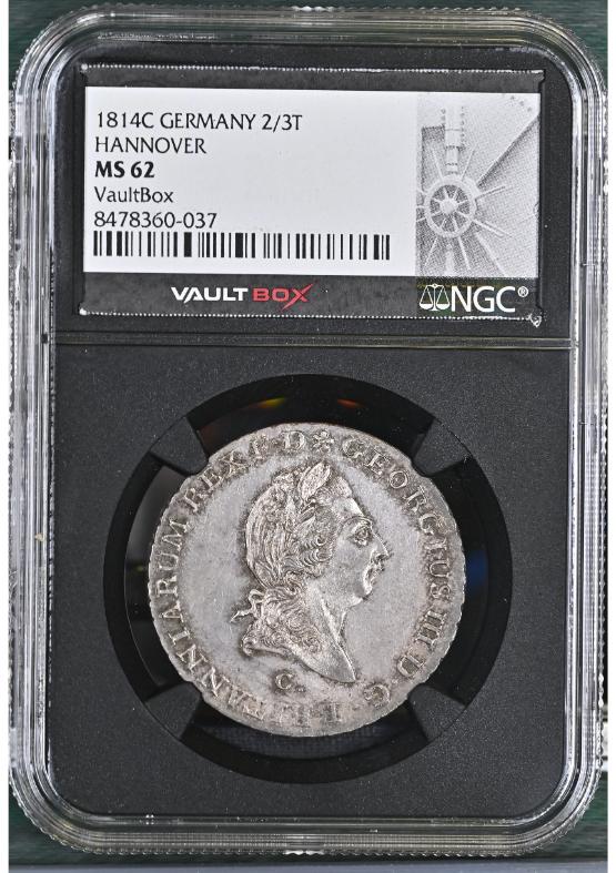 1814C GERMANY 2/3T HANNOVER NGC MS62 FRONT
