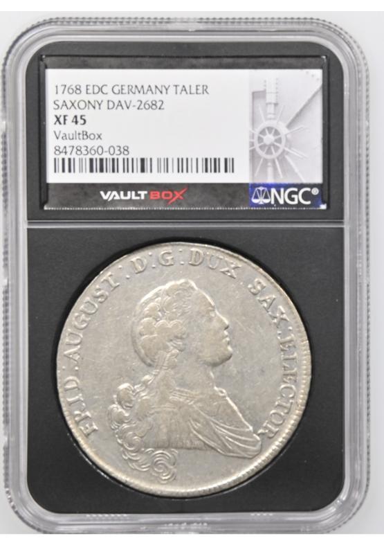 1768 EDC GERMANY TALER SAXONY DAV-2682 NGC XF45 FRONT