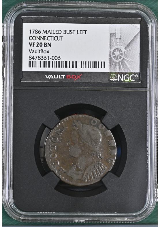 1786 MAILED BUST LEFT CT 1/2P CONNECTICUT NGC VF20BN FRONT