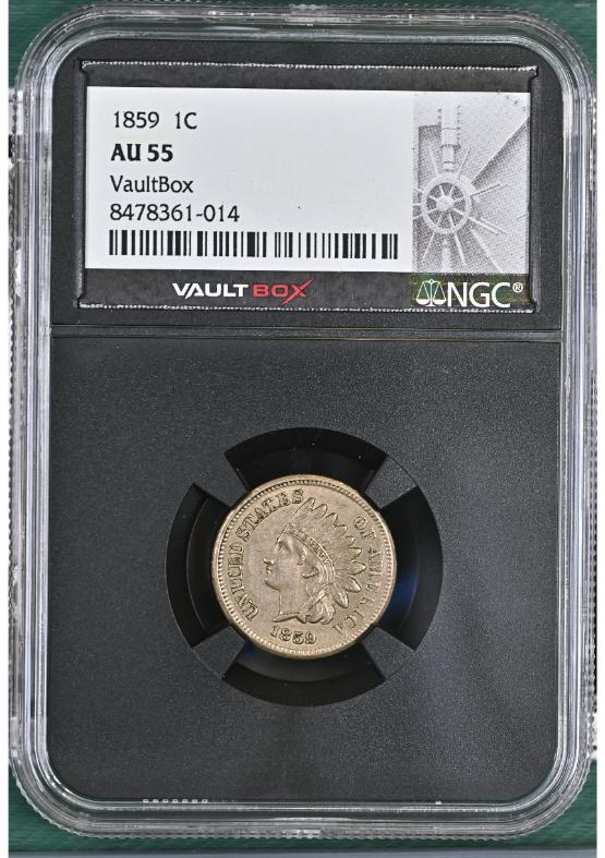 1859 1C NGC AU55 FRONT