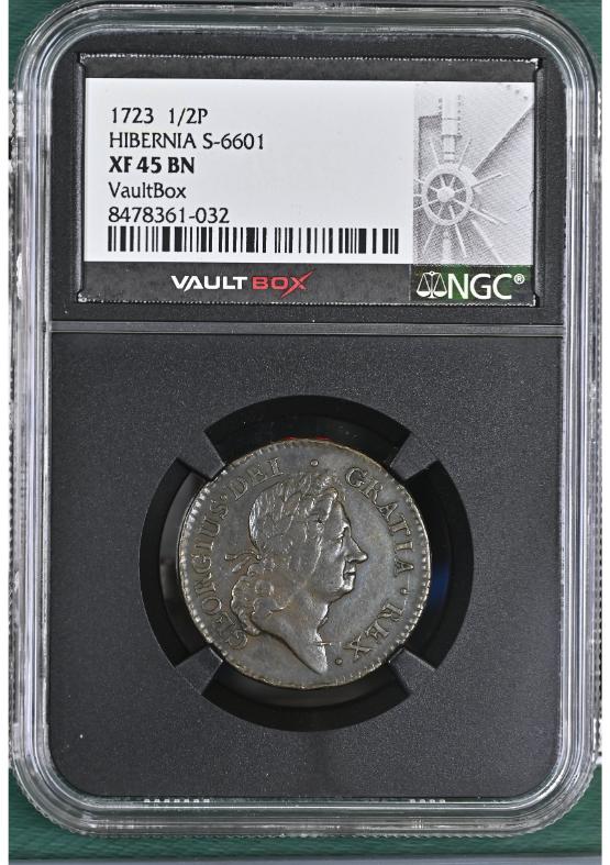 1723 1/2P HIBERNIA S-6601 NGC XF45BN FRONT