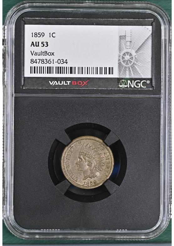 1859 1C NGC AU53 FRONT