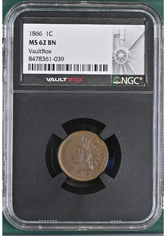 1866 1C NGC MS62BN FRONT