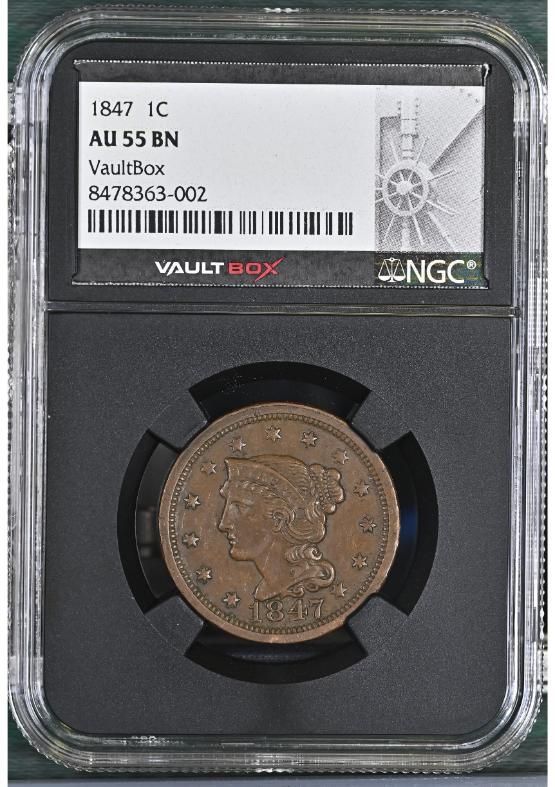 1847 1C NGC AU55BN FRONT
