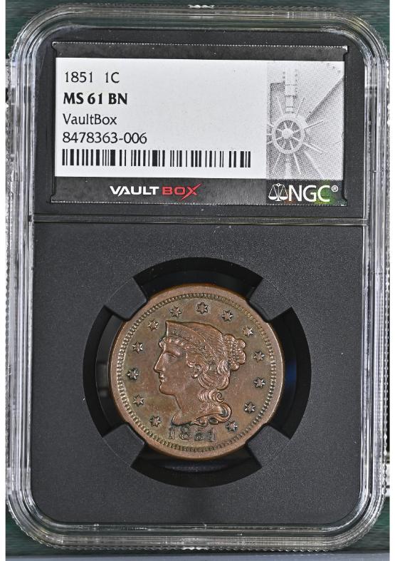 1851 1C NGC MS61BN FRONT