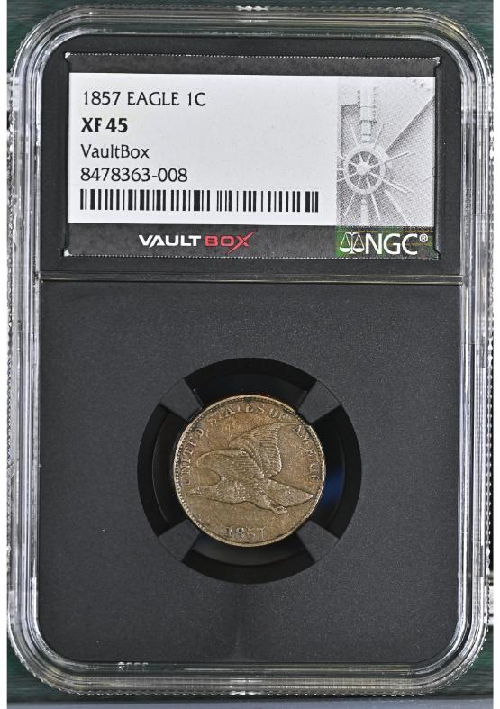 1857 EAGLE 1C NGC XF45 FRONT