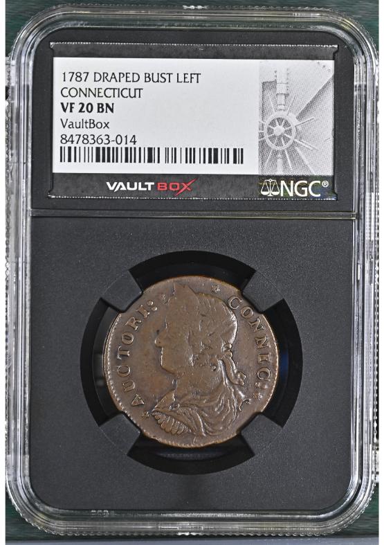 1787 DRAPED BUST LEFT CONNECTICUT NGC VF20BN FRONT