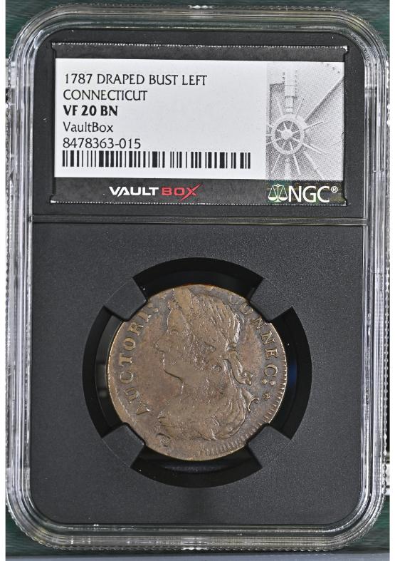 1787 DRAPED BUST LEFT CONNECTICUT NGC VF20BN FRONT