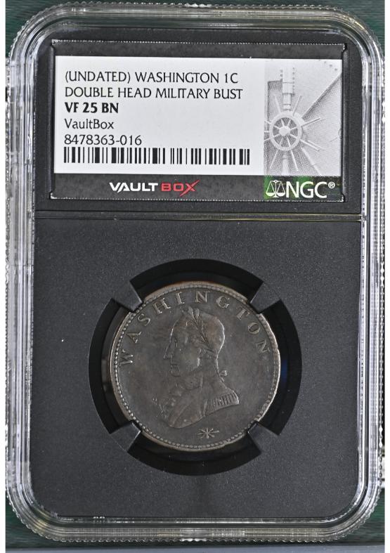 (UNDATED) WASHINGTON 1C DOUBLE HEAD MILITARY BUST NGC VF25BN FRONT