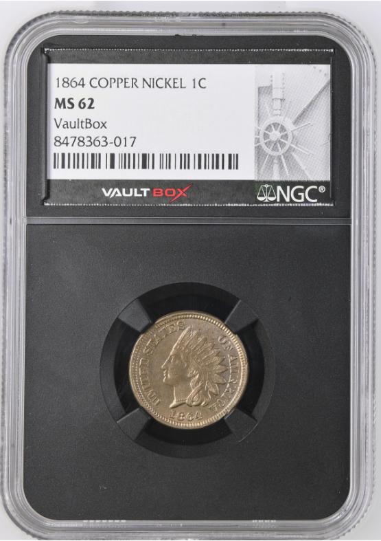 1864 COPPER NICKEL 1C NGC MS62 FRONT