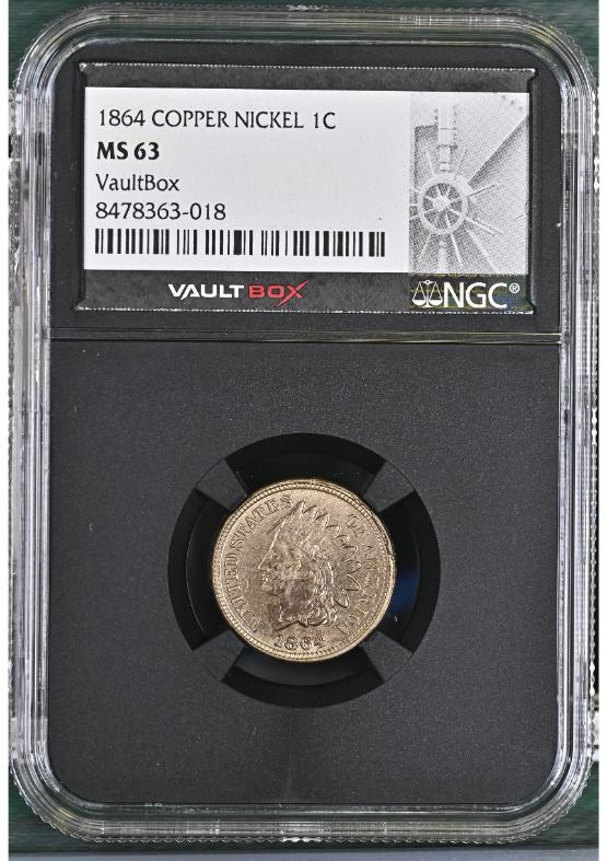 1864 COPPER NICKEL 1C NGC MS63 FRONT