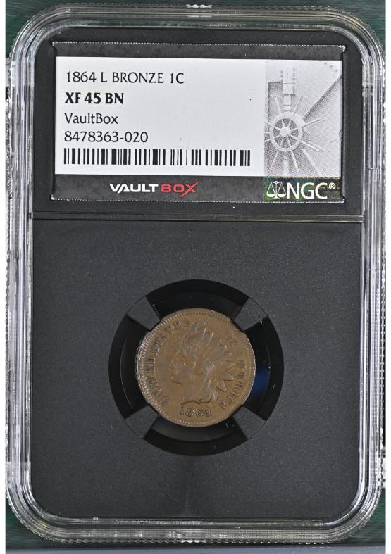 1864-L BRONZE 1C NGC XF45BN FRONT