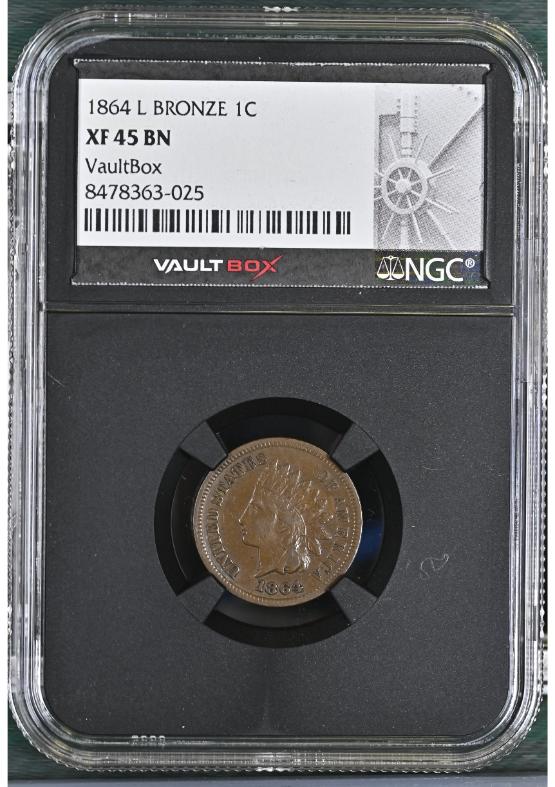 1864-L BRONZE 1C NGC XF45BN FRONT