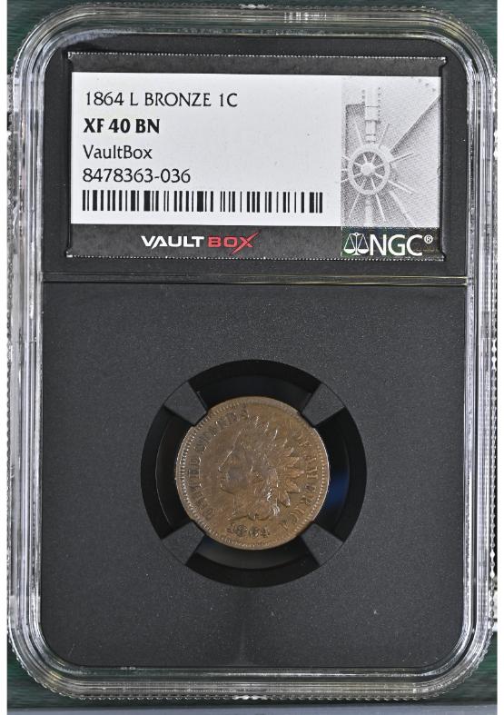 1864-L BRONZE 1C NGC XF40BN FRONT