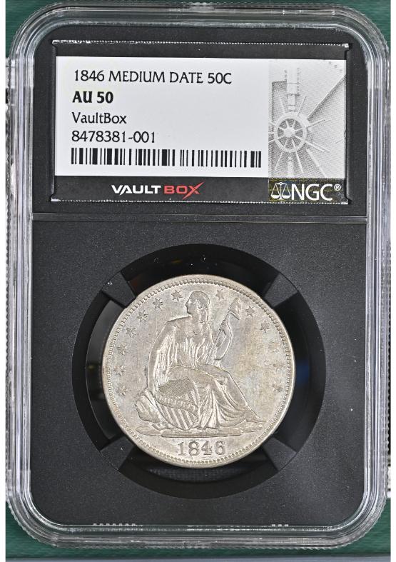 1846 MEDIUM DATE 50C NGC AU50 FRONT