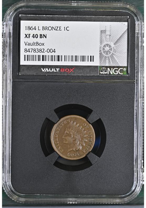 1864-L BRONZE 1C NGC XF40BN FRONT