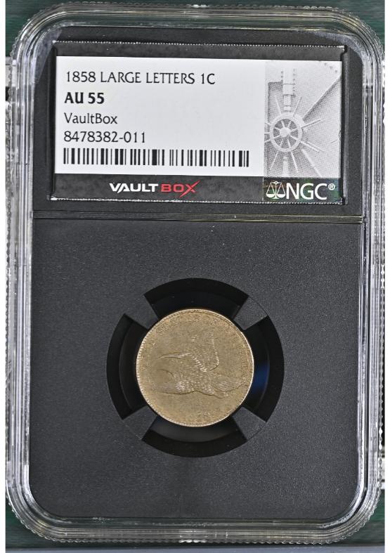 1858 LARGE LETTERS 1C NGC AU55 FRONT