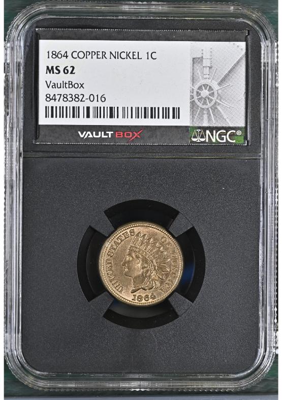 1864 COPPER NICKEL 1C NGC MS62 FRONT