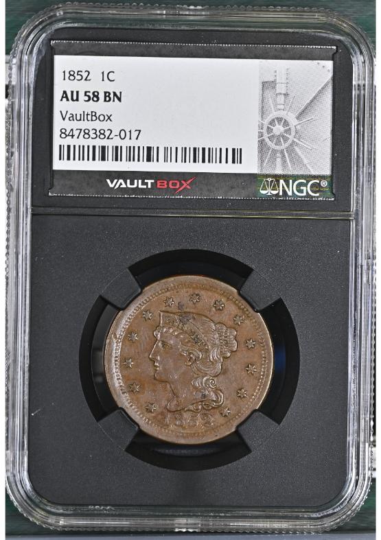1852 1C NGC AU58BN FRONT