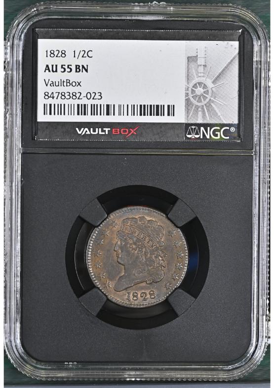 1828 1/2C NGC AU55BN FRONT