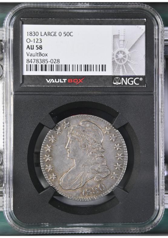 1830 LARGE 0 50C O-123 NGC AU58 FRONT