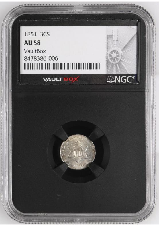 1851 3CS NGC AU58 FRONT