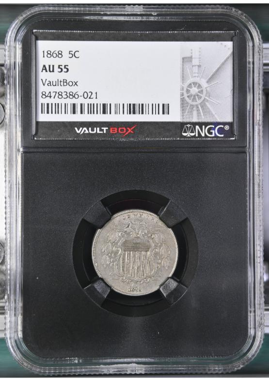 1868 5C NGC AU55 FRONT