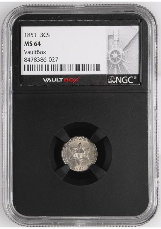 1851 3CS NGC MS64 FRONT