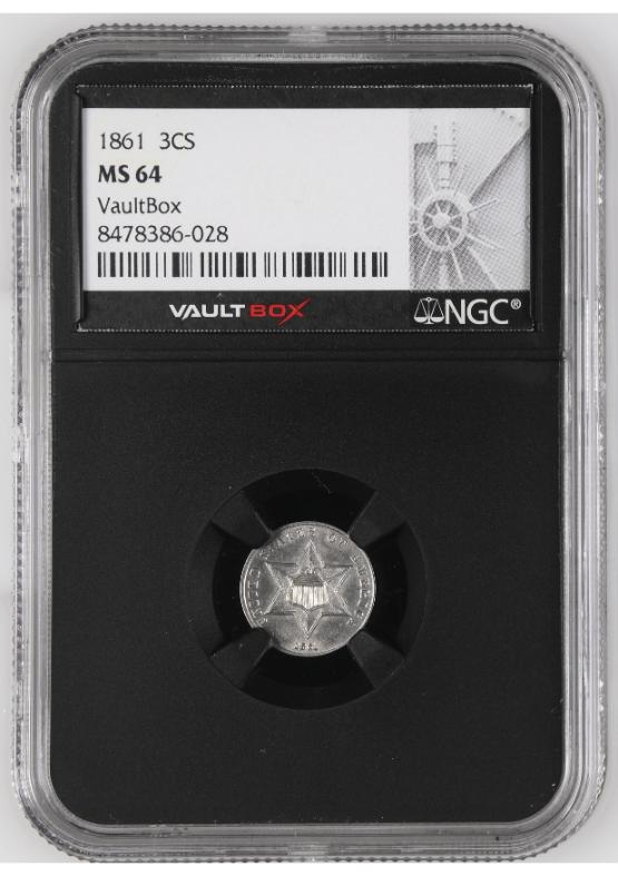 1861 3CS NGC MS64 FRONT