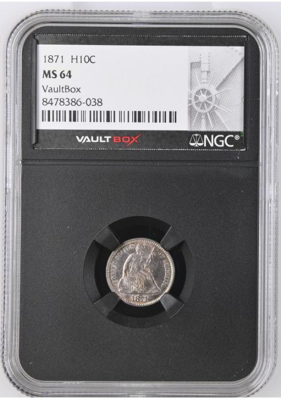 1871 H10C NGC MS64 FRONT