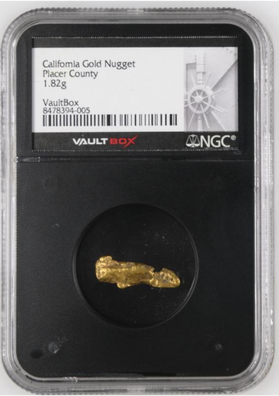 1.82G PLACER COUNTY CALIFORNIA GOLD NUGGET NGC CERTIFIED FRONT