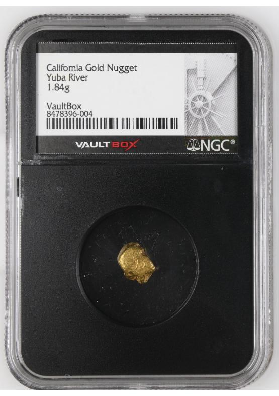 1.84G YUBA RIVER CALIFORNIA GOLD NUGGET NGC CERTIFIED FRONT
