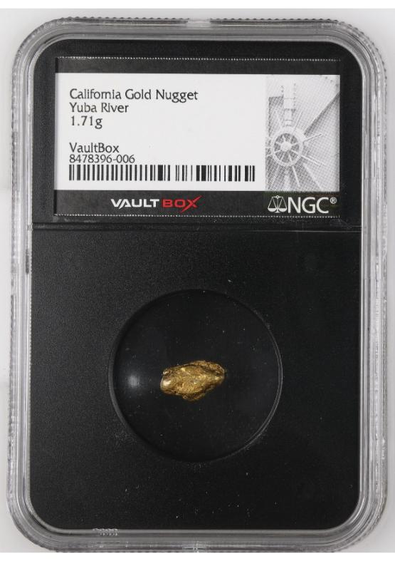 1.71G YUBA RIVER CALIFORNIA GOLD NUGGET NGC CERTIFIED FRONT