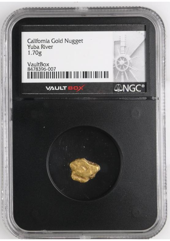 1.7G YUBA RIVER CALIFORNIA GOLD NUGGET NGC CERTIFIED FRONT