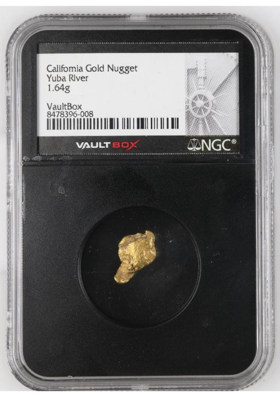 1.64G YUBA RIVER CALIFORNIA GOLD NUGGET NGC CERTIFIED FRONT