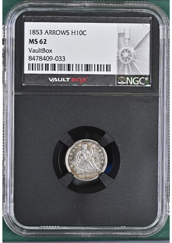 1853 ARROWS H10C NGC MS62 FRONT