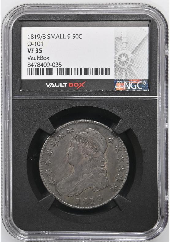 1819/8 SMALL 9 50C O-101 NGC VF35 FRONT