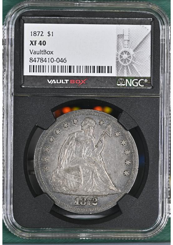 1872 $1 NGC XF40 FRONT