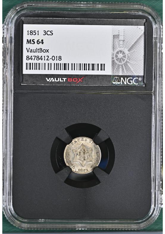 1851 3CS NGC MS64 FRONT