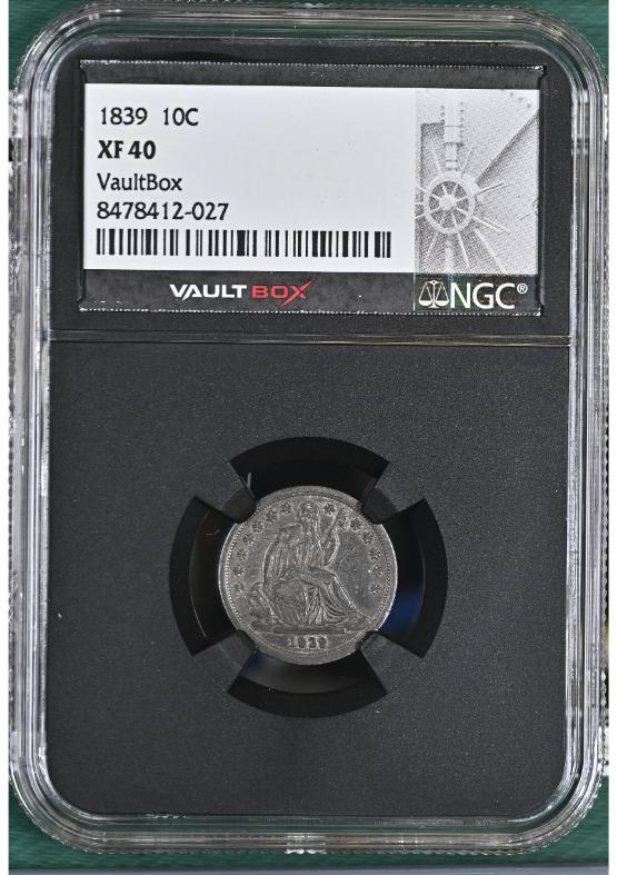 1839 10C NGC XF40 FRONT