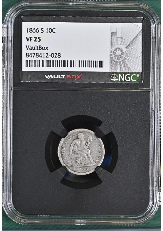 1866-S 10C NGC VF25 FRONT