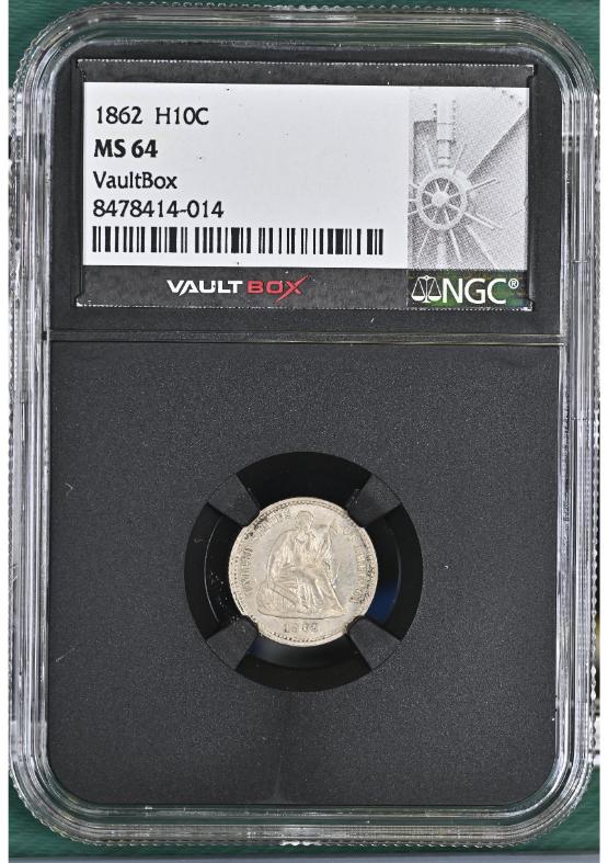 1862 H10C NGC MS64 FRONT