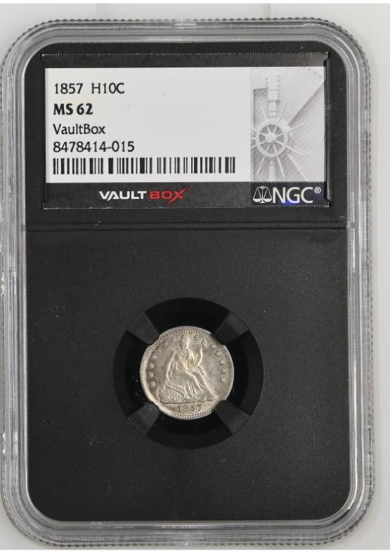 1857 H10C NGC MS62 FRONT