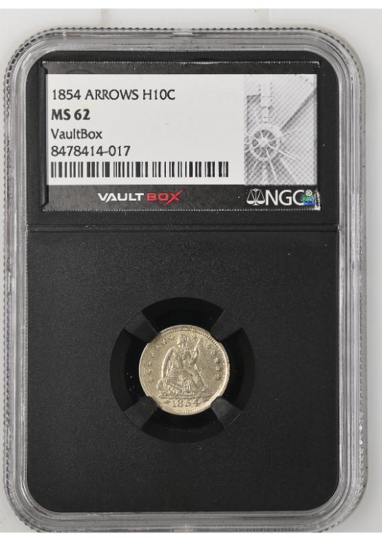 1854 ARROWS H10C NGC MS62 FRONT