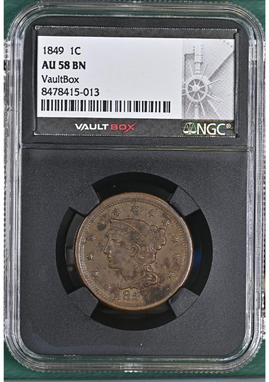 1849 1C NGC AU58BN FRONT