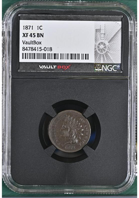 1871 1C NGC XF45BN FRONT