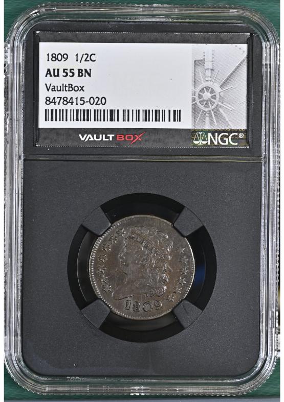 1809 1/2C NGC AU55BN FRONT