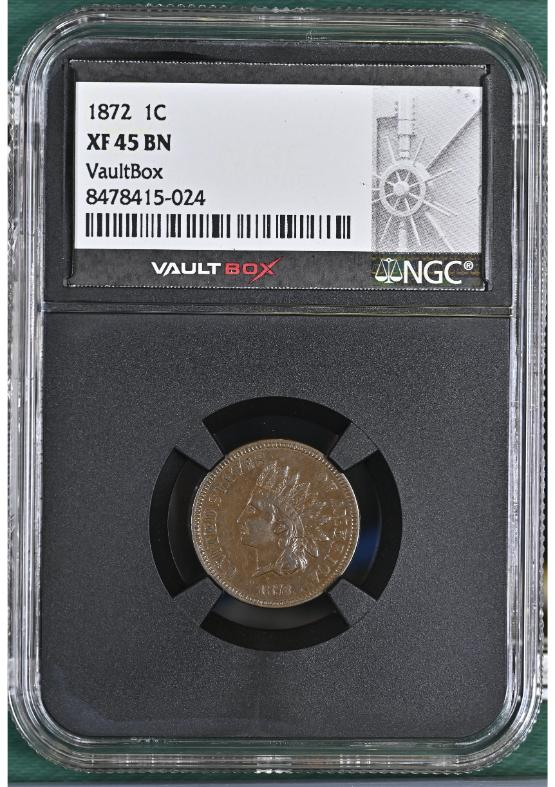 1872 1C NGC XF45BN FRONT
