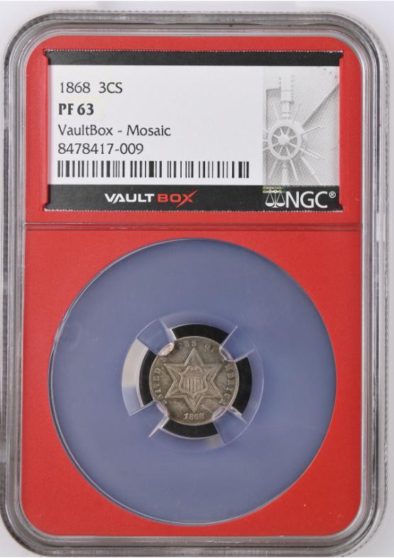 1868 3CS NGC PF63 FRONT